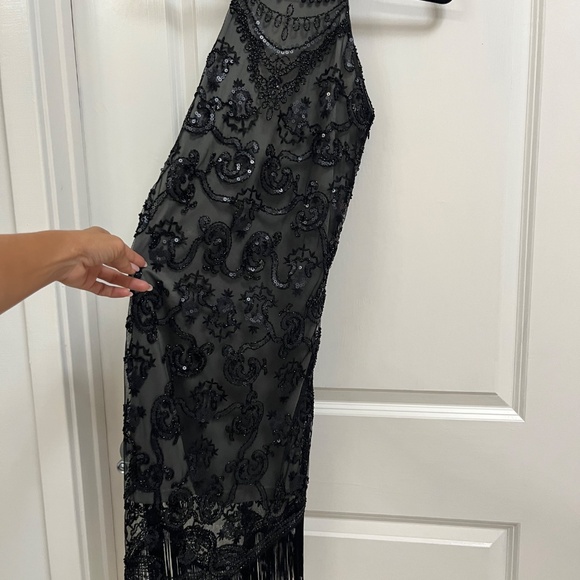 Heaven & Hell Black Beaded Fringe Flapper Dress – Size M - Picture 3 of 15
